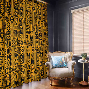 West African Yellow Art - Adinkra Culture Window Curtain