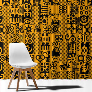 West African Yellow Art - Adinkra Culture Window Curtain