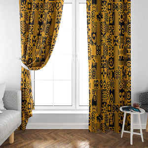 West African Yellow Art - Adinkra Culture Window Curtain