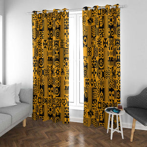 West African Yellow Art - Adinkra Culture Window Curtain