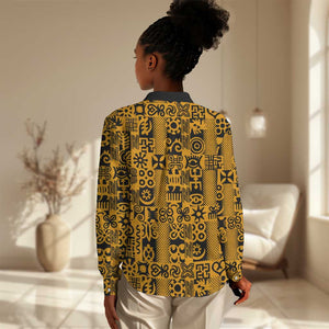 West African Yellow Art - Adinkra Culture Women Casual Shirt