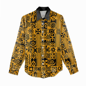 West African Yellow Art - Adinkra Culture Women Casual Shirt