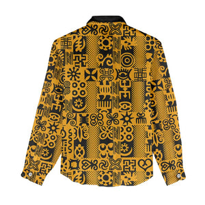 West African Yellow Art - Adinkra Culture Women Casual Shirt