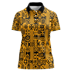 West African Yellow Art - Adinkra Culture Women Polo Shirt