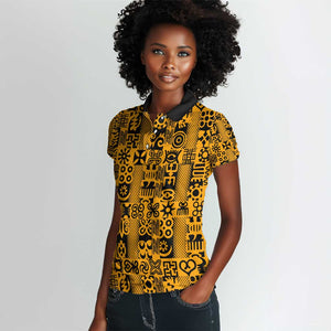 West African Yellow Art - Adinkra Culture Women Polo Shirt