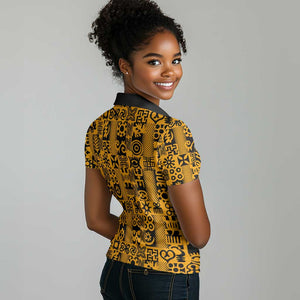 West African Yellow Art - Adinkra Culture Women Polo Shirt