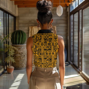 West African Yellow Art - Adinkra Culture Women Sleeveless Polo Shirt