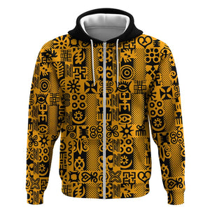 West African Yellow Art - Adinkra Culture Zip Hoodie