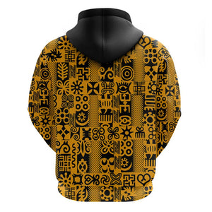 West African Yellow Art - Adinkra Culture Zip Hoodie