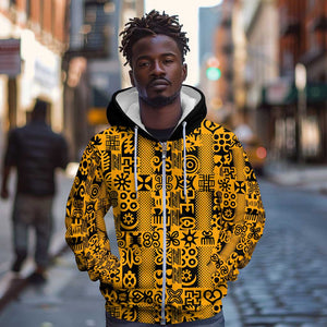 West African Yellow Art - Adinkra Culture Zip Hoodie