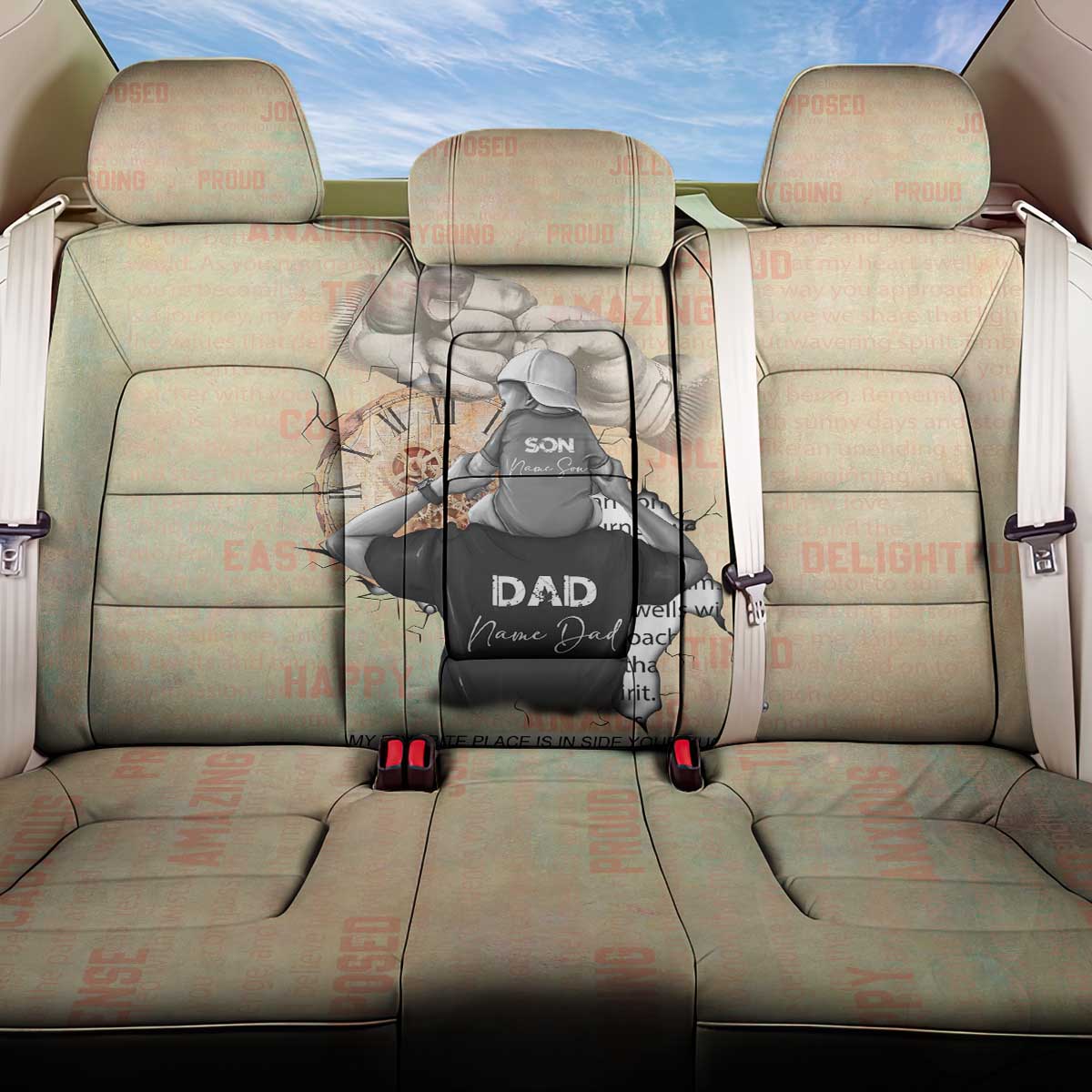 Gift for Dad - Personalized African Father and Son Back Car Seat Cover