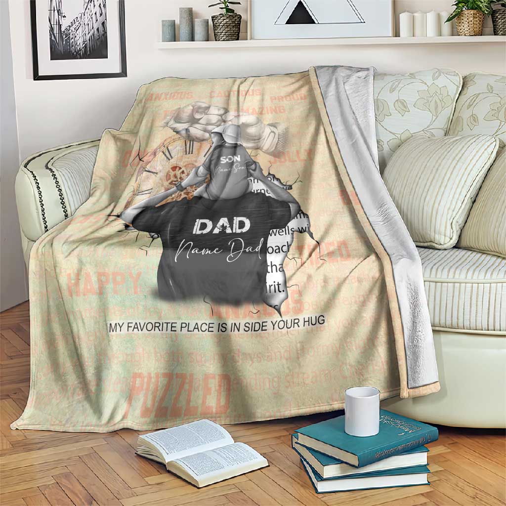 Gift for Dad - Personalized African Father and Son Blanket