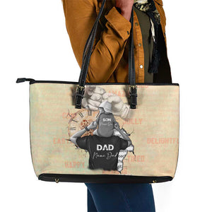 Gift for Dad - Personalized African Father and Son Leather Tote Bag