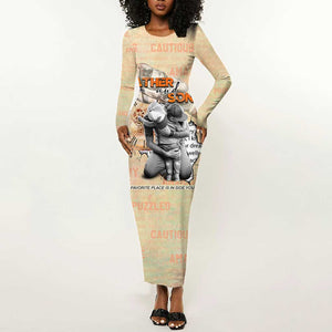 Gift for Dad - Personalized African Father and Son Long Sleeve Bodycon Dress