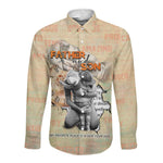 Gift for Dad - Personalized African Father and Son Long Sleeve Button Shirt