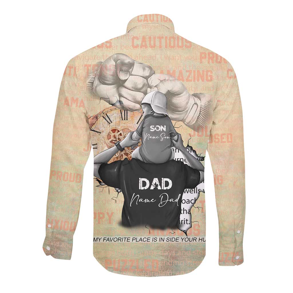Gift for Dad - Personalized African Father and Son Long Sleeve Button Shirt