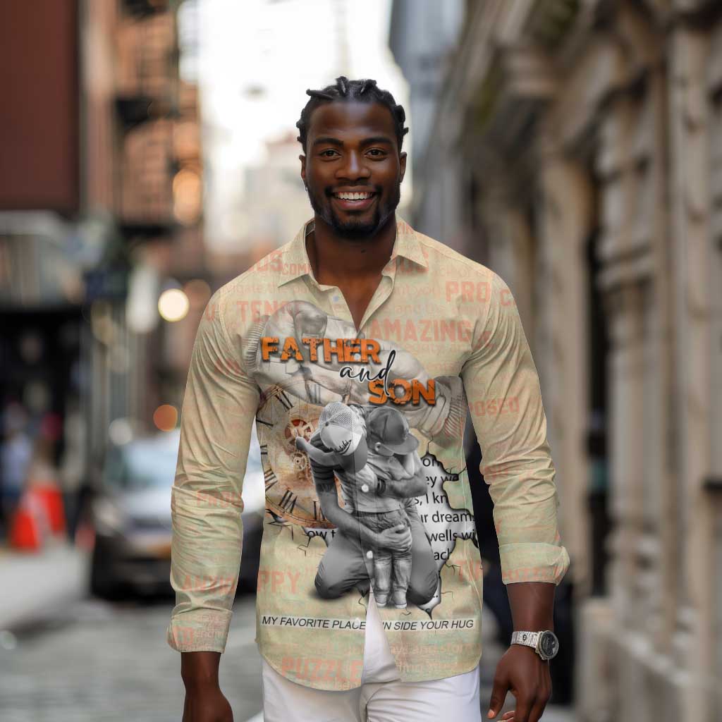 Gift for Dad - Personalized African Father and Son Long Sleeve Button Shirt