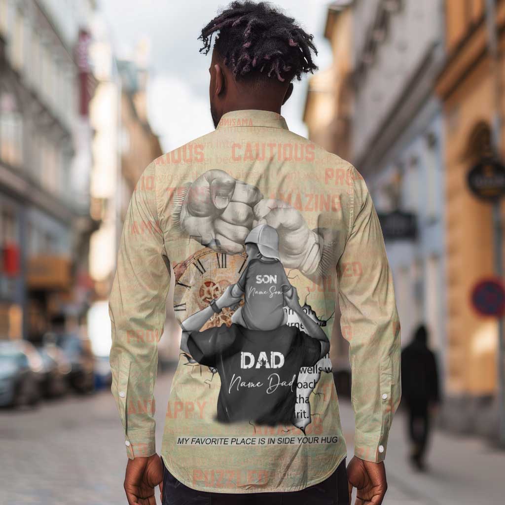 Gift for Dad - Personalized African Father and Son Long Sleeve Button Shirt