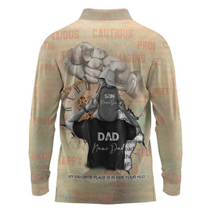 Gift for Dad - Personalized African Father and Son Long Sleeve Polo Shirt