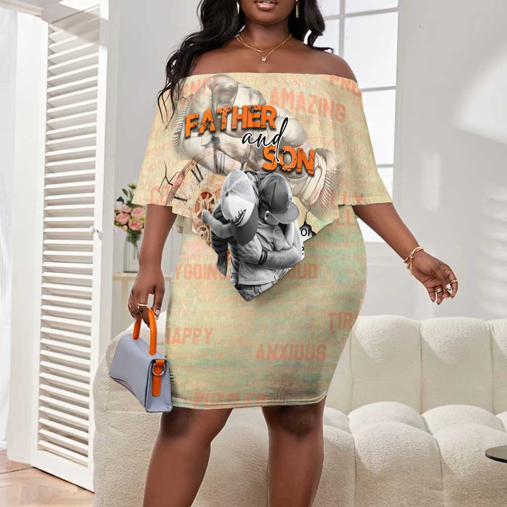 Gift for Dad - Personalized African Father and Son Off Shoulder Short Dress