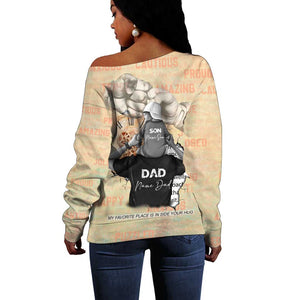 Gift for Dad - Personalized African Father and Son Off Shoulder Sweater