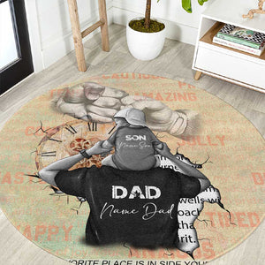 Gift for Dad - Personalized African Father and Son Round Carpet