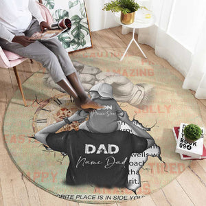 Gift for Dad - Personalized African Father and Son Round Carpet