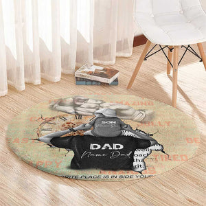 Gift for Dad - Personalized African Father and Son Round Carpet