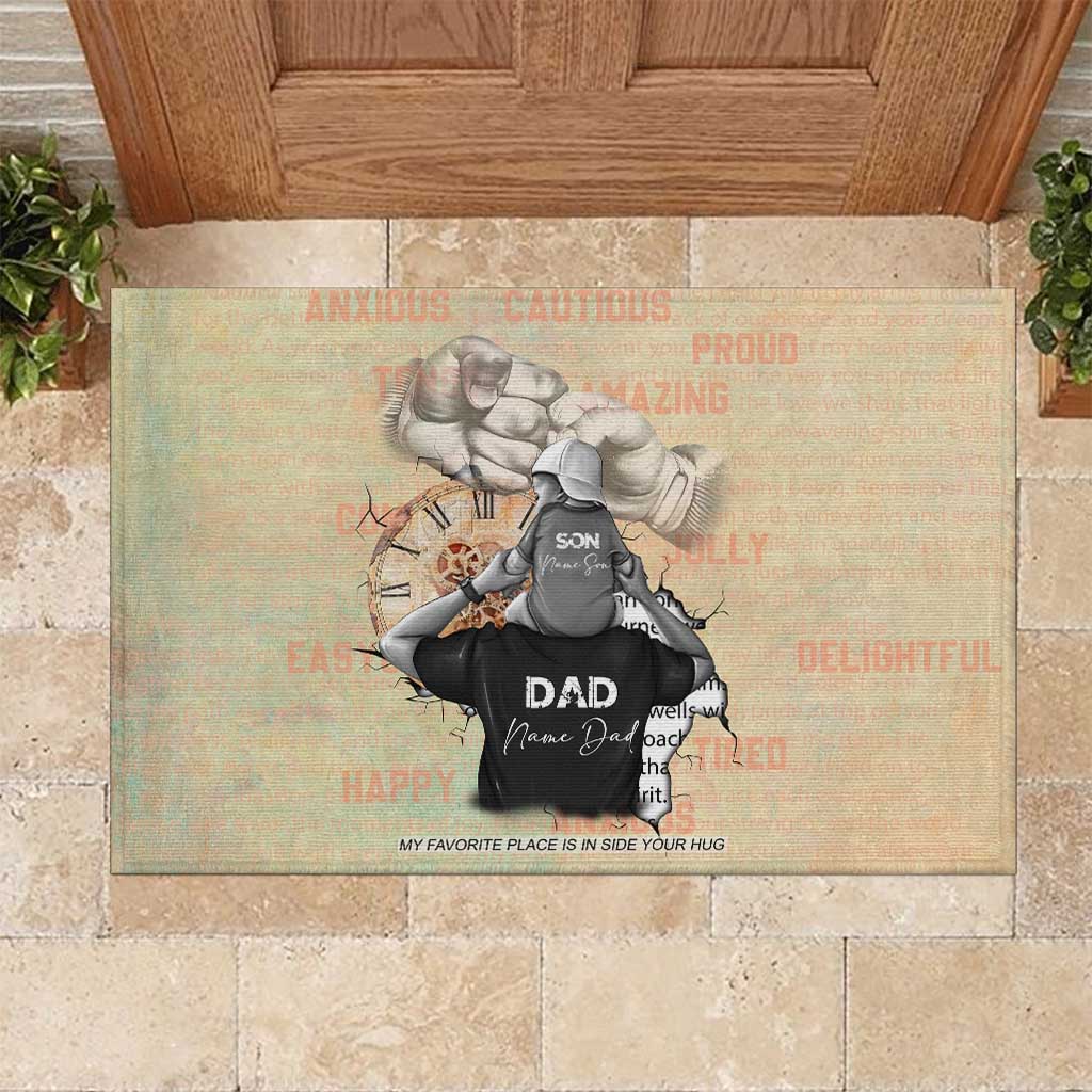 Gift for Dad - Personalized African Father and Son Rubber Doormat