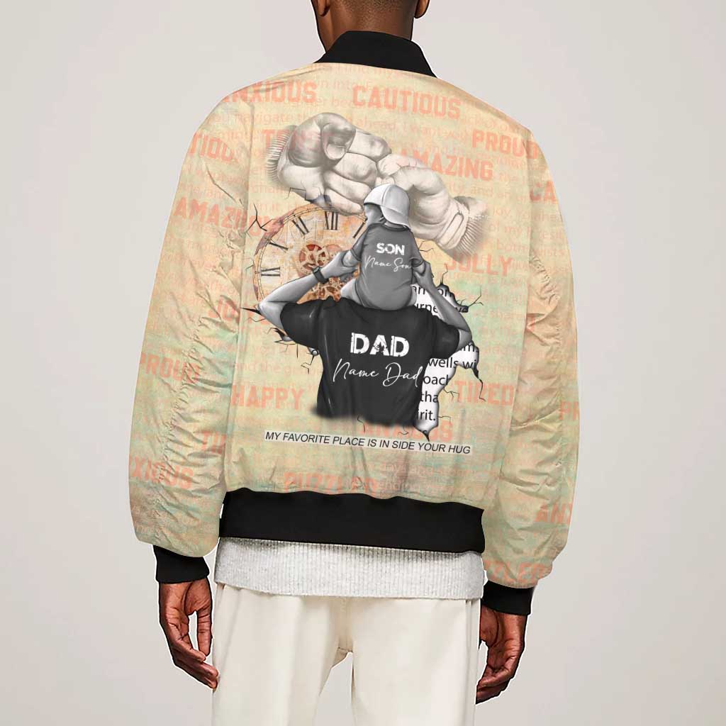 Gift for Dad - Personalized African Father and Son Sleeve Zip Bomber Jacket