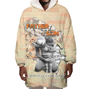 Gift for Dad - Personalized African Father and Son Wearable Blanket Hoodie