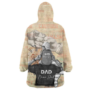 Gift for Dad - Personalized African Father and Son Wearable Blanket Hoodie