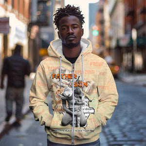 Gift for Dad - Personalized African Father and Son Zip Hoodie