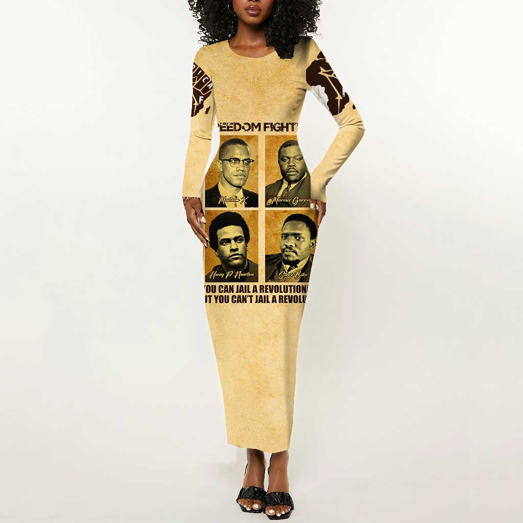 Revolutionary Freedom Fighters - Civil Rights Leaders Long Sleeve Bodycon Dress