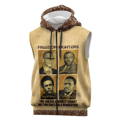Revolutionary Freedom Fighters - Civil Rights Leaders Sleeveless Zip Hoodie - African Pride