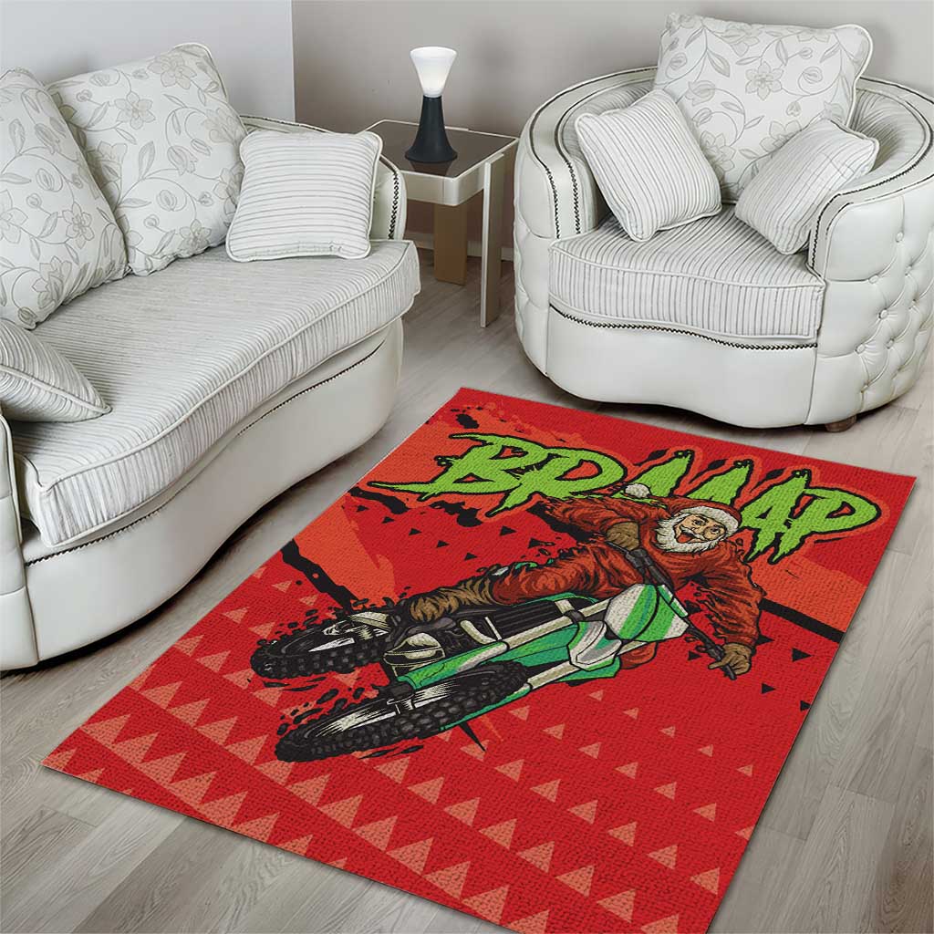 Afro Santa Braaap Area Rug Motorcross Christmas