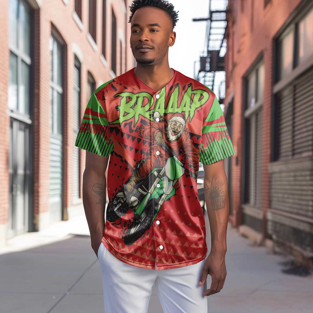 Afro Santa Braaap Baseball Jersey Motorcross Christmas