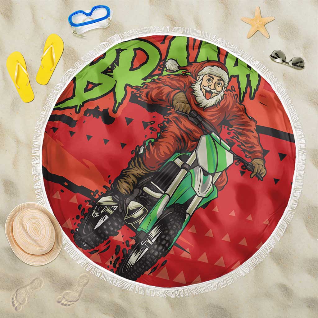 Afro Santa Braaap Beach Blanket Motorcross Christmas