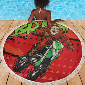 Afro Santa Braaap Beach Blanket Motorcross Christmas