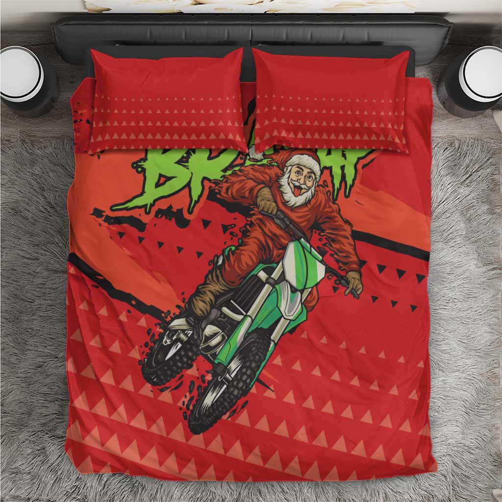 Afro Santa Braaap Bedding Set Motorcross Christmas