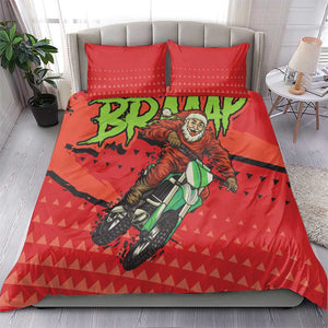 Afro Santa Braaap Bedding Set Motorcross Christmas