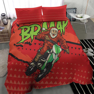 Afro Santa Braaap Bedding Set Motorcross Christmas