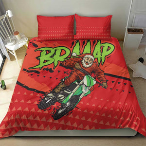 Afro Santa Braaap Bedding Set Motorcross Christmas