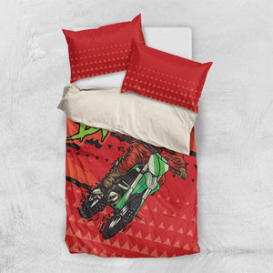 Afro Santa Braaap Bedding Set Motorcross Christmas