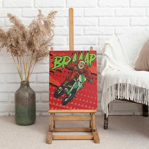 Afro Santa Braaap Canvas Wall Art Motorcross Christmas