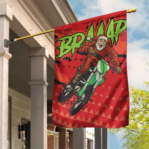 Afro Santa Braaap Garden Flag Motorcross Christmas