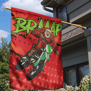 Afro Santa Braaap Garden Flag Motorcross Christmas