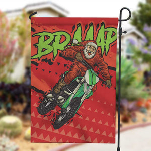 Afro Santa Braaap Garden Flag Motorcross Christmas