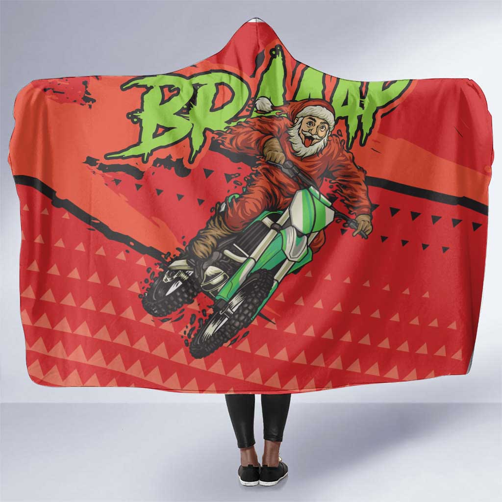 Afro Santa Braaap Hooded Blanket Motorcross Christmas