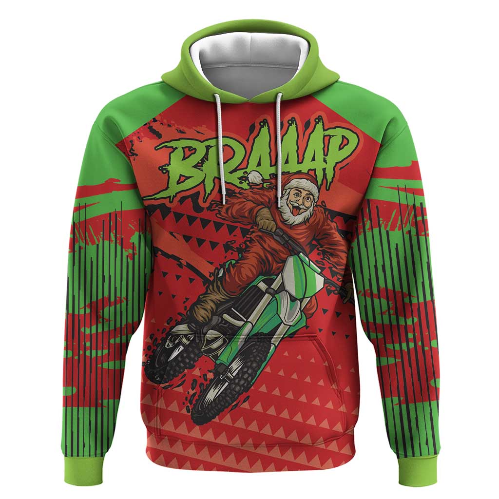 Afro Santa Braaap Hoodie Motorcross Christmas